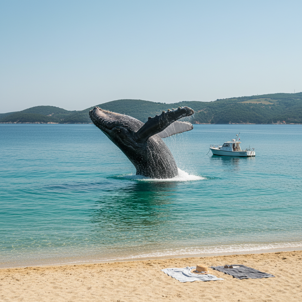 Presenečenje za kopalce: na plaži so opazili kita